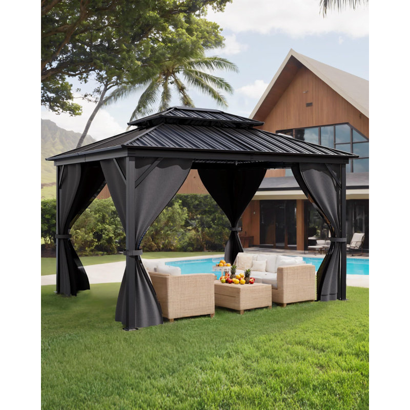 9.83 Ft. W x 11.91 Ft. D Aluminum Dome Gazebo, 114" H x 118" W x 167" D