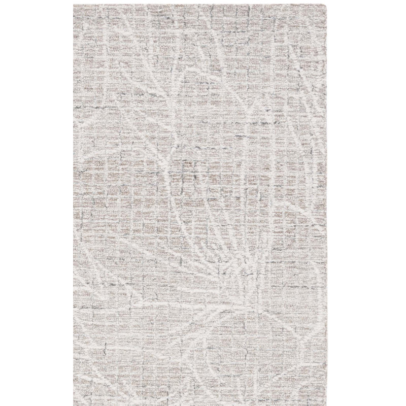 Adysun Hand Tufted Wool/Cotton Floral Rug in Beige/Ivory, Rectangle 3' x 5'