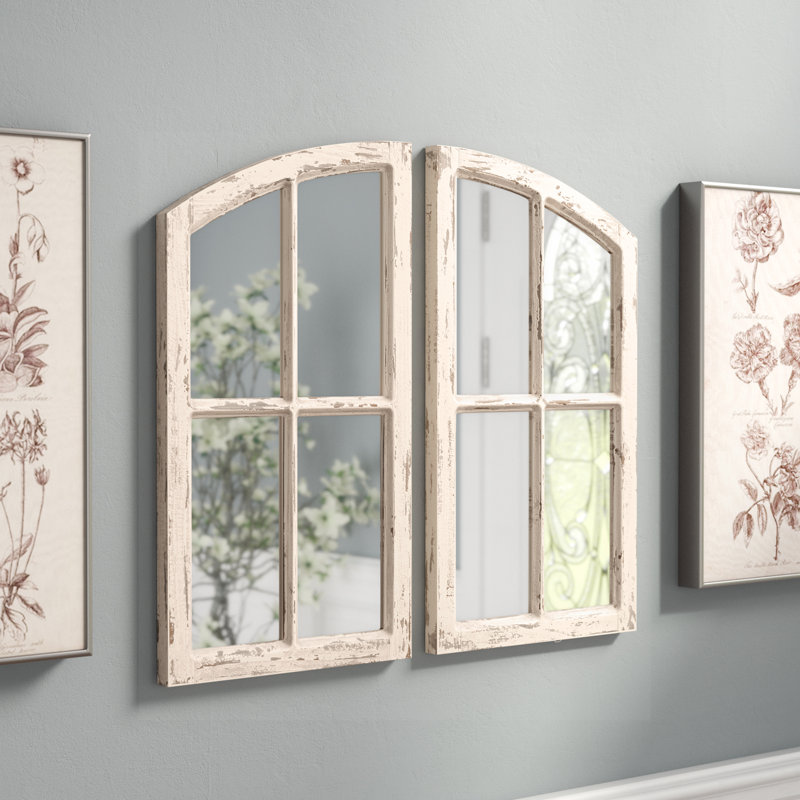 Ensemble de miroir de ferme Jolene, 27 po x 32 po, Blanc