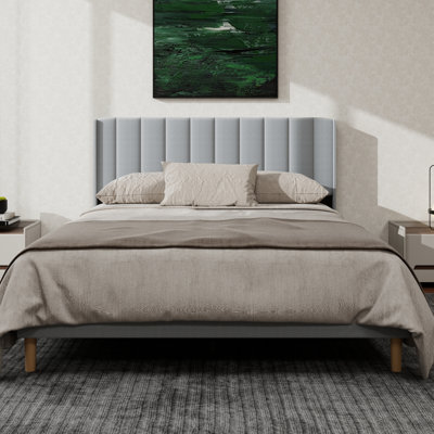 Upholstered Platform Bed Frame With Wingback