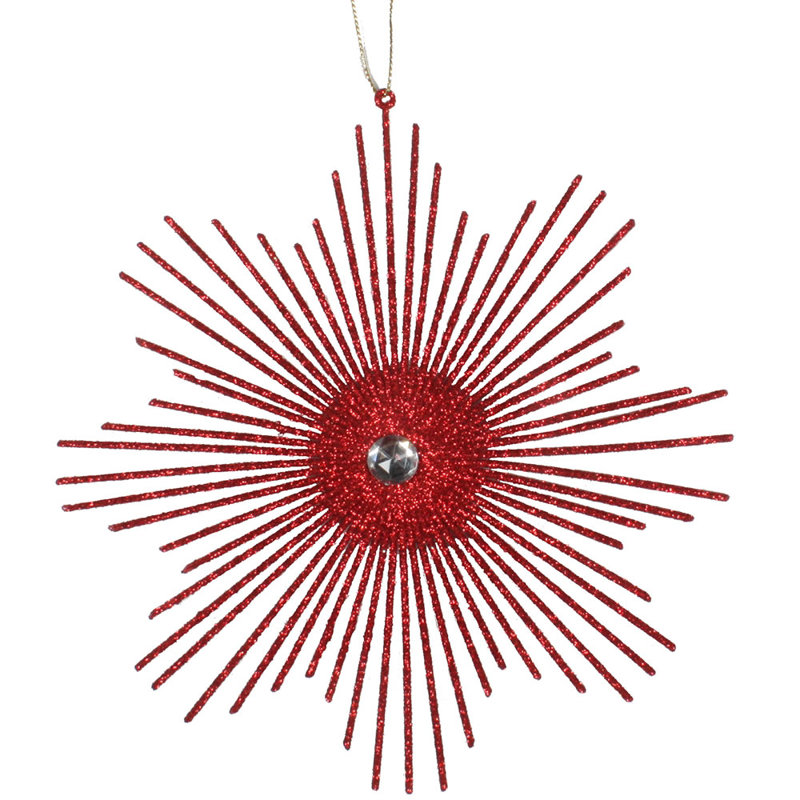 Ornement en forme de flocon de neige scintillant de 6,5 po, Rouge