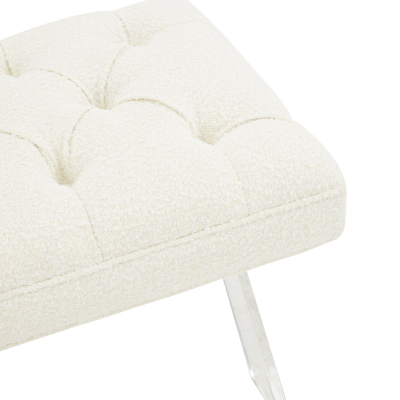 Bree Velvet Upholstered Bench, Ivory