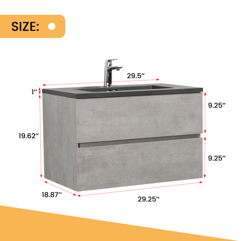 29.5'' Single Bathroom Vanity with Resin Top