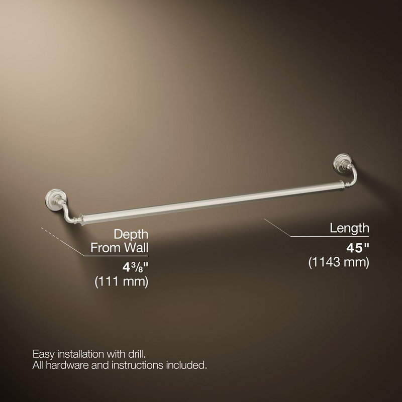 Kohler Artifacts Grab Bar, Vibrant Polished Nickel, 42"W