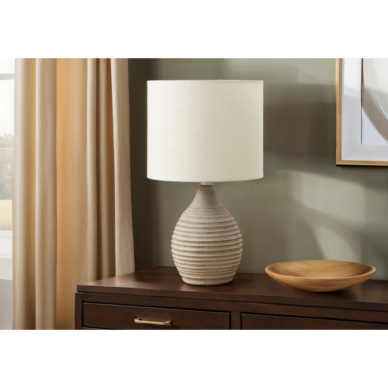 Lighting, 16.5"H, Table Lamp, Resin, Ivory / Cream Shade, Contemporary, Modern, Brown