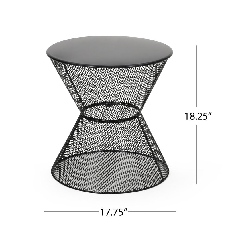 Table d'appoint - tendance et pratique, structure en fer, finition noir mat, 17,44 po X 17,77 po, aspect Breezy en maille élégante en fer, noir, silhouette arrondie, structure,
