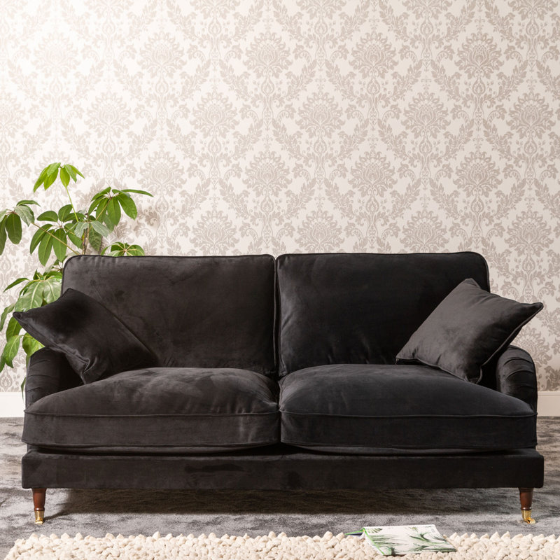 Fabiola Velvet Sofa, Black, 3