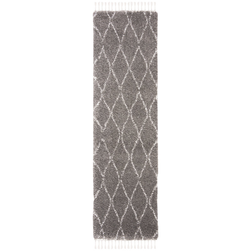 ImraanMoroccan Fringe Shag Performance Geometric Rug, Runner 2'2" x 8'