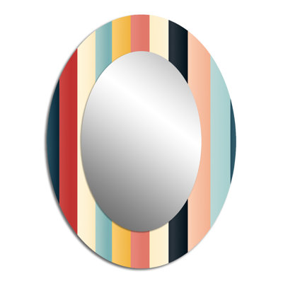 Motif de rayures colorées nostalgie - miroir ovale multicolore