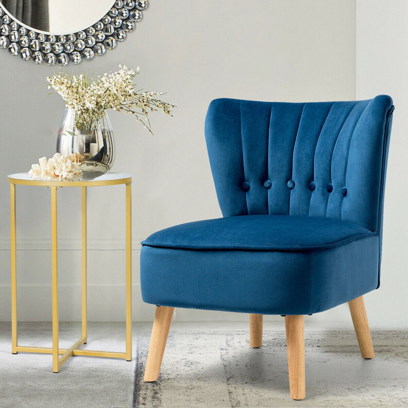 Chaise d'appoint en velours 21,5 po Herron, Velours bleu