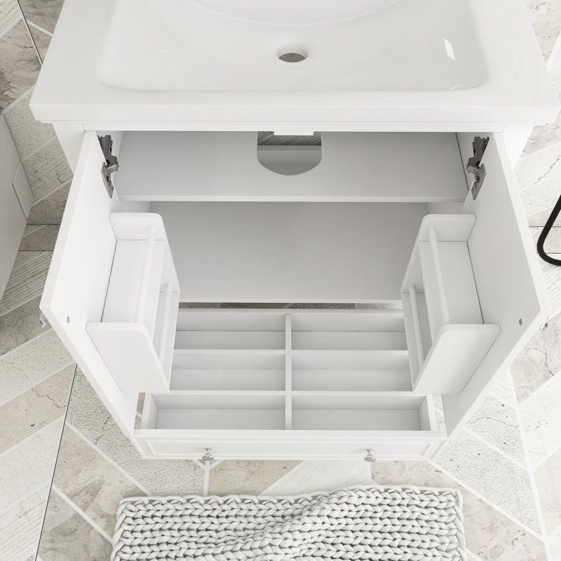 Mylla 30'' Single Bathroom Vanity with Ceramic Top, White