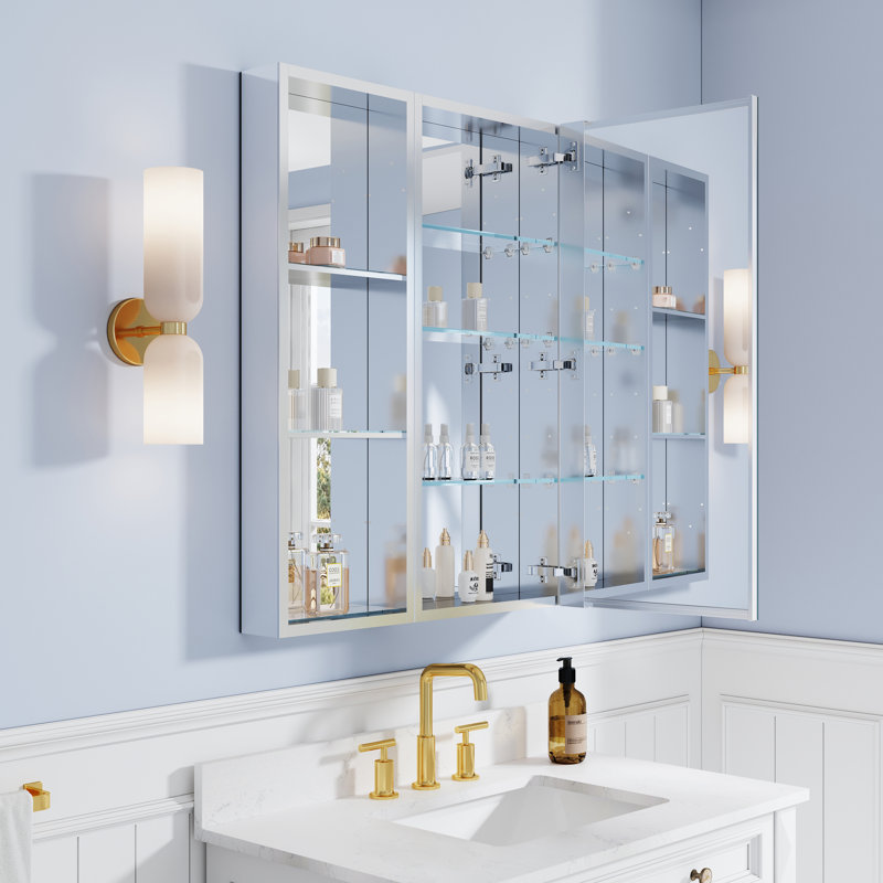 Armoire à pharmacie à miroir en aluminium 28 po x H 36 po, L 28 po x H 36 po, Oui