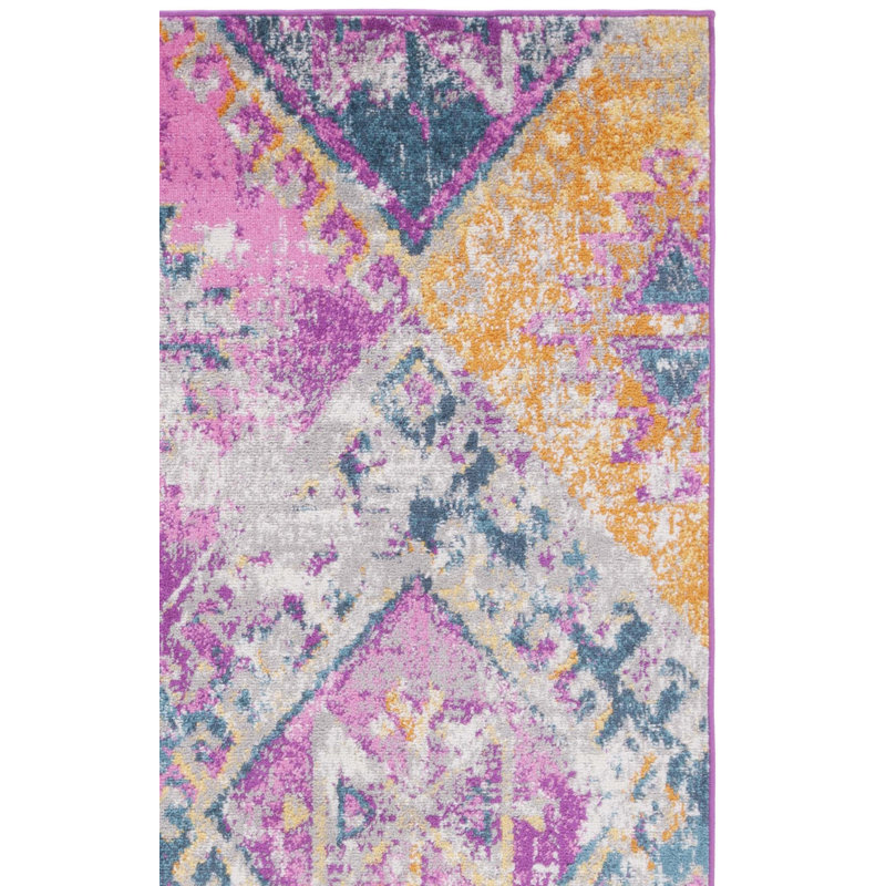 Tapis fuchsia à motif géométrique Felty, Rectangle 4 pi x 6 pi