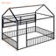 Lit double pleine grandeur en métal, noir. Clôture et tablettes pour une chambre à coucher élégante. Structure de lit stable de 77,7 po x l 55,6 po x l 66,9 po, avec structure-1813673782-1813673780