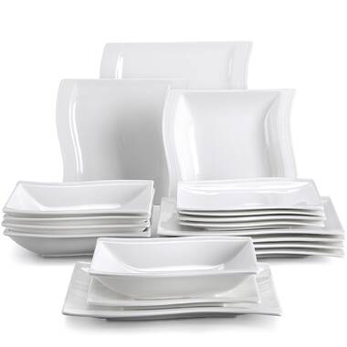 MALACASA FLORA 30/60 Piece White Porcelain Dinner Set with  12*Cup,Saucer,Dessert Soup Dinner Plate Tableware Set for 12 Person