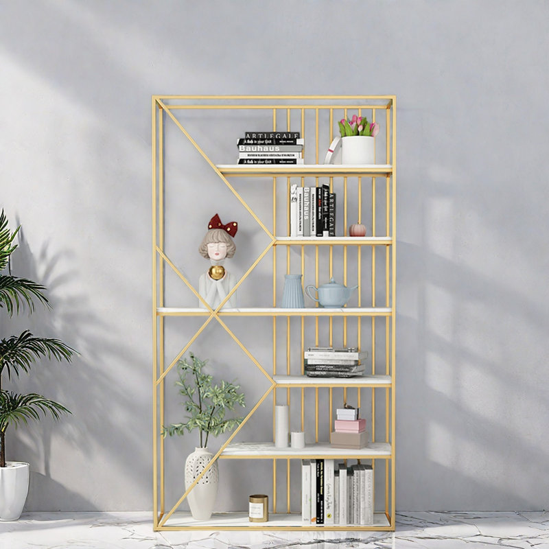Une bibliothèque élégante et simple, Doré, (6 tablettes) H 70,8 po x l 39,3 po x P 11,8 po