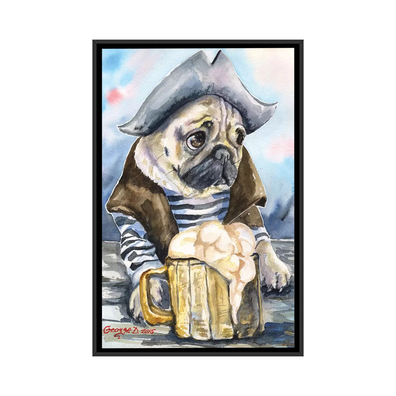Carlin the marin, impression sur toile, H 26 po x l 18 po x P 1,5 po, Toile encadrée noire, Pas de tapis