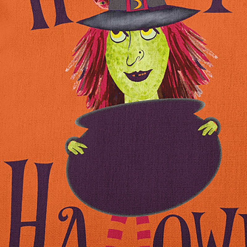 Coussin Happy Halloween, Carré, Poussière d'orange, H 26 po x l 26 po
