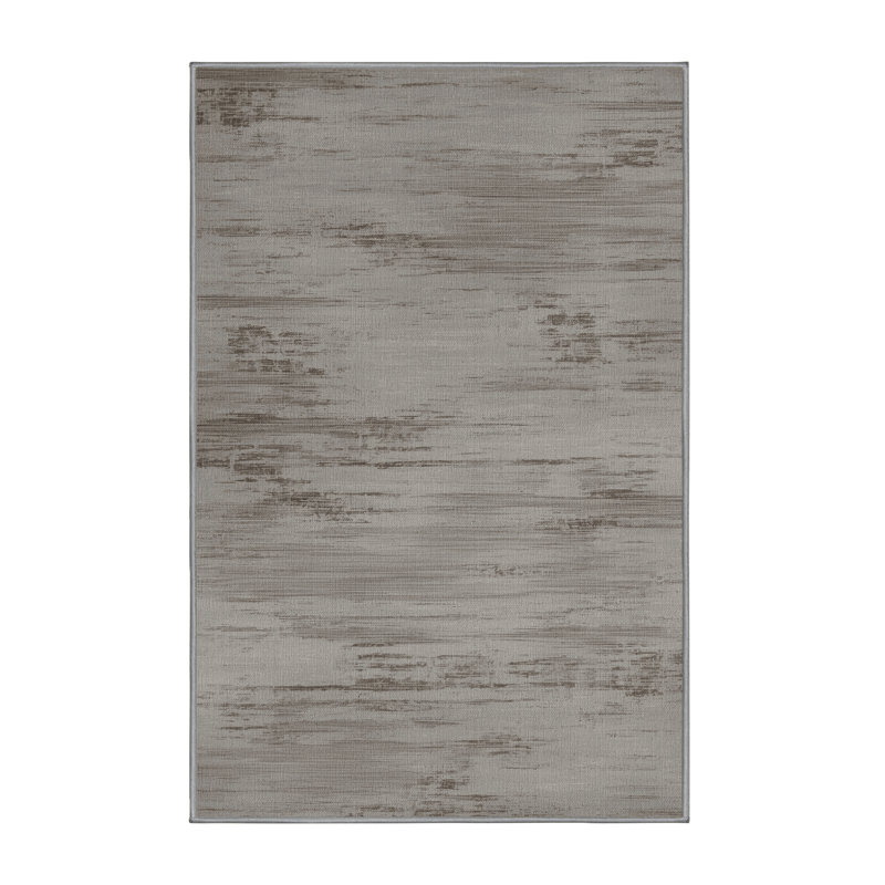 Tapis abstrait gris lavable à la machine, Rectangle 7 pi x 10 pi