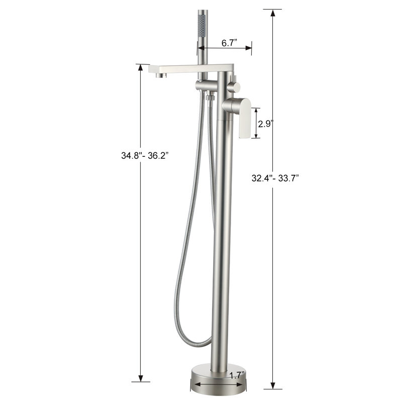 Single-Handle Claw Foot Tub Faucet With Hand Shower, Brushed Nickel
