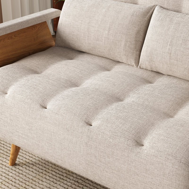 3-In-1 Extendable Sofabed, Upholstered Convertible Wood Chair Bed, Foldable And Adjustable Sleeper Sofa