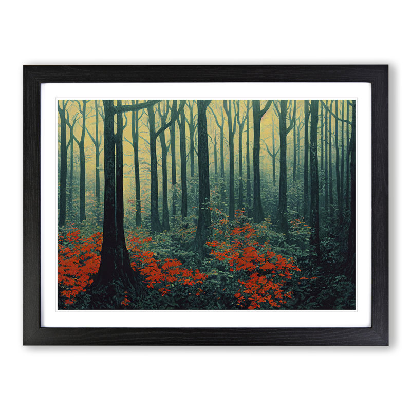 Lovable Forest - Single Picture Frame Painting, 46cm H x 64cm W x 2cm D, Black