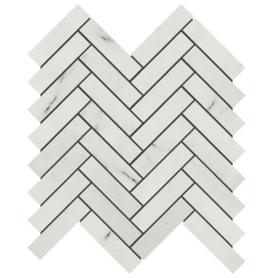 1 in. x 4 in. Herringbone Polished Marble Tile