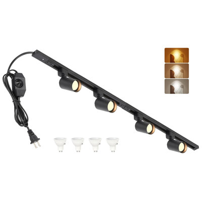 4-Light Plug-In Track Track Kit with Dimmable and Adjustable Head, 13FT Cord
