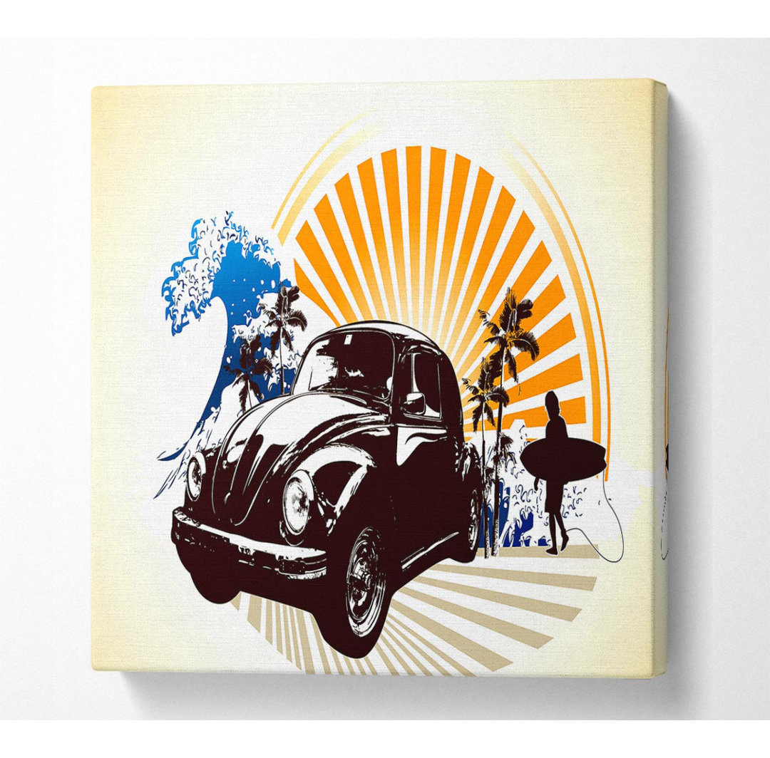 Vintage Volkswagen Beetle - Kunstdrucke auf Leinwand