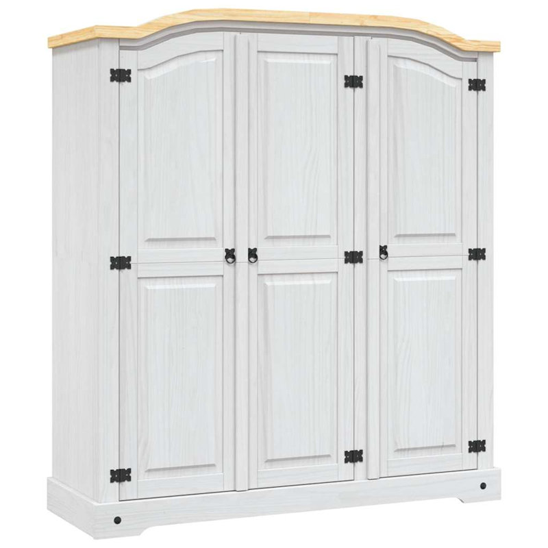 Lonepine 3 Door Solid Wood Wardrobe, White