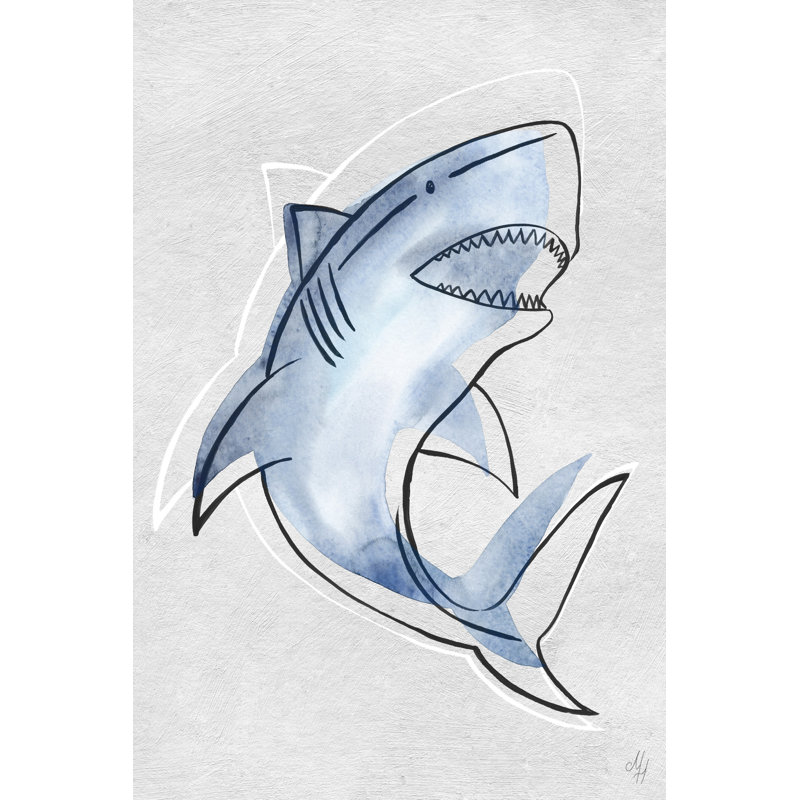 Flanigan 'The Big Shark' Print on Wrapped Canvas, 36" H x 24" W x 1.5" D