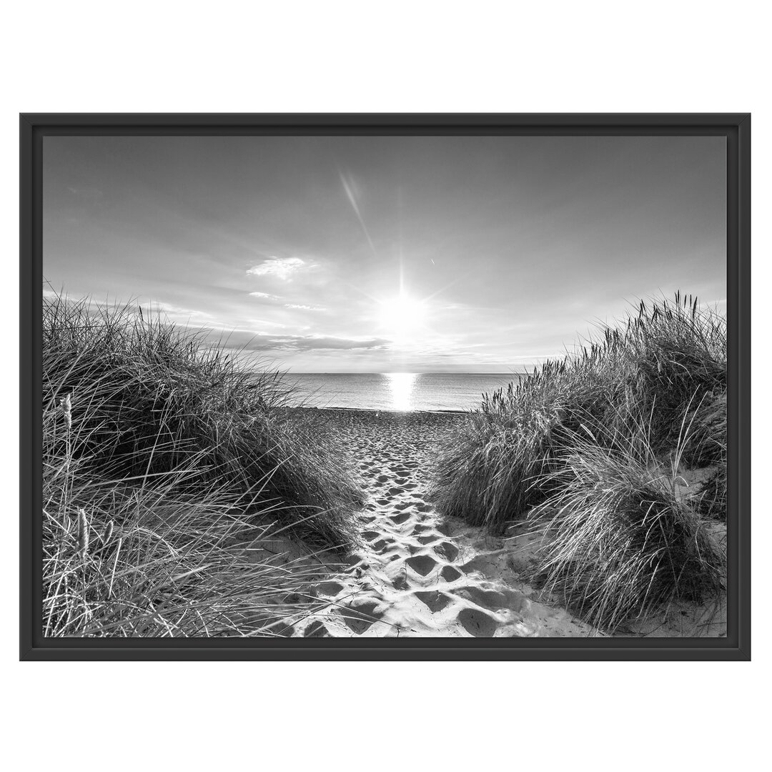 Gerahmtes Wandbild der Weg ins Meer Kunst B&W