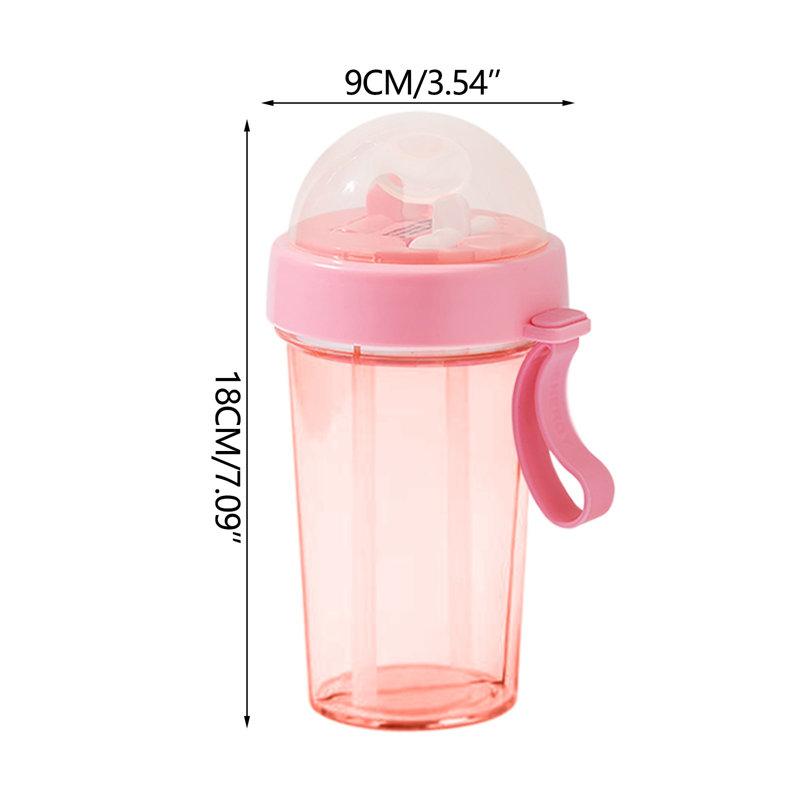 Bouteille d'eau 420 ml, tasse en plastique, transparent, mat, portable, pas facile à casser, Rose