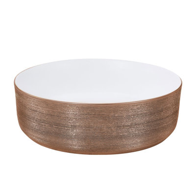 East Urban Home 360 mm L x 360 mm W Natural Ceramic Circular Sink and Overflow