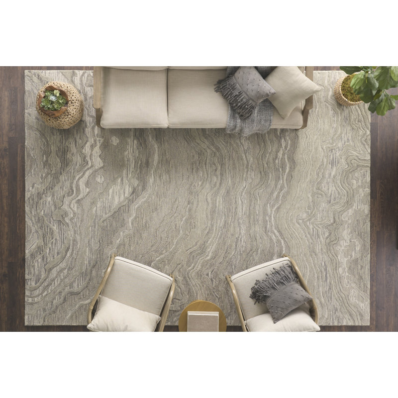 Tapis abstrait gris Ilijan, Rectangle 8 pi 6 po x 11 pi 6 po