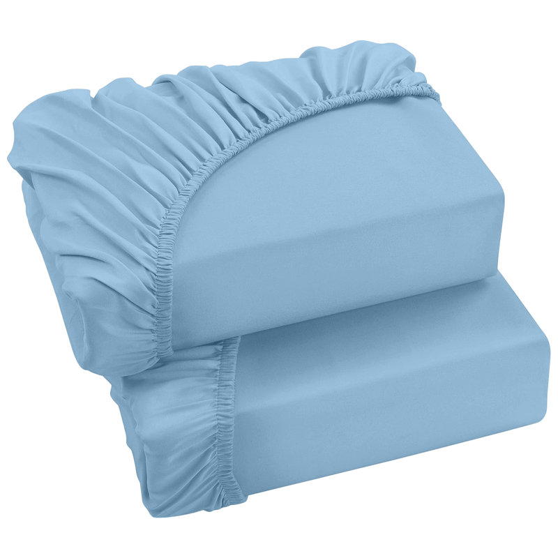 Soft & Breathable Microfiber Extra Deep Fitted Sheet, Double (4'6), Light Blue