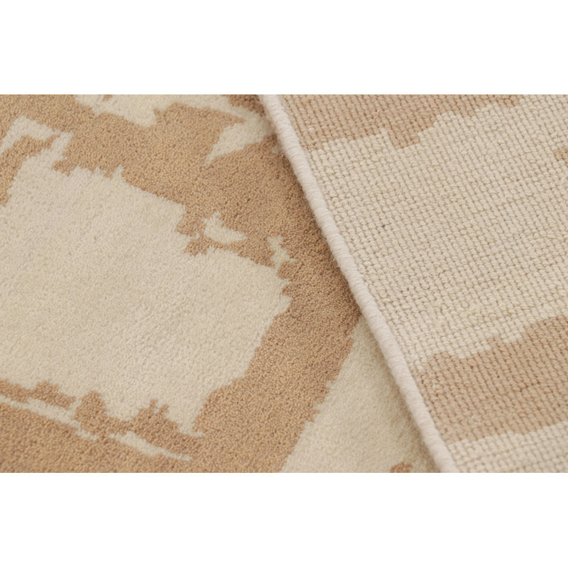 Rug & Kilim’S Mid-Century Modern Style Square Geometric Rug In Beige-Brown Tones