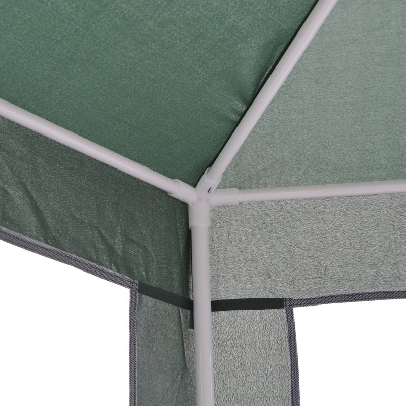 Green Hexagon Steel Frame Outdoor Gazebo with Mesh Screen