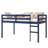Solid Wooden, Rubber Wooden Twin Loft Bed With Ladder, Bed Platform Of Strengthened Slats, Blue-1742992183