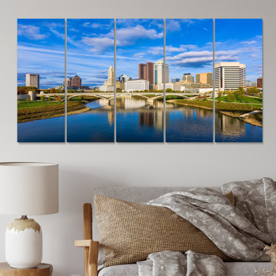 «Columbus Ohio Skyline - Cityscapes Wall Art Living Room» - 5 panneaux égaux