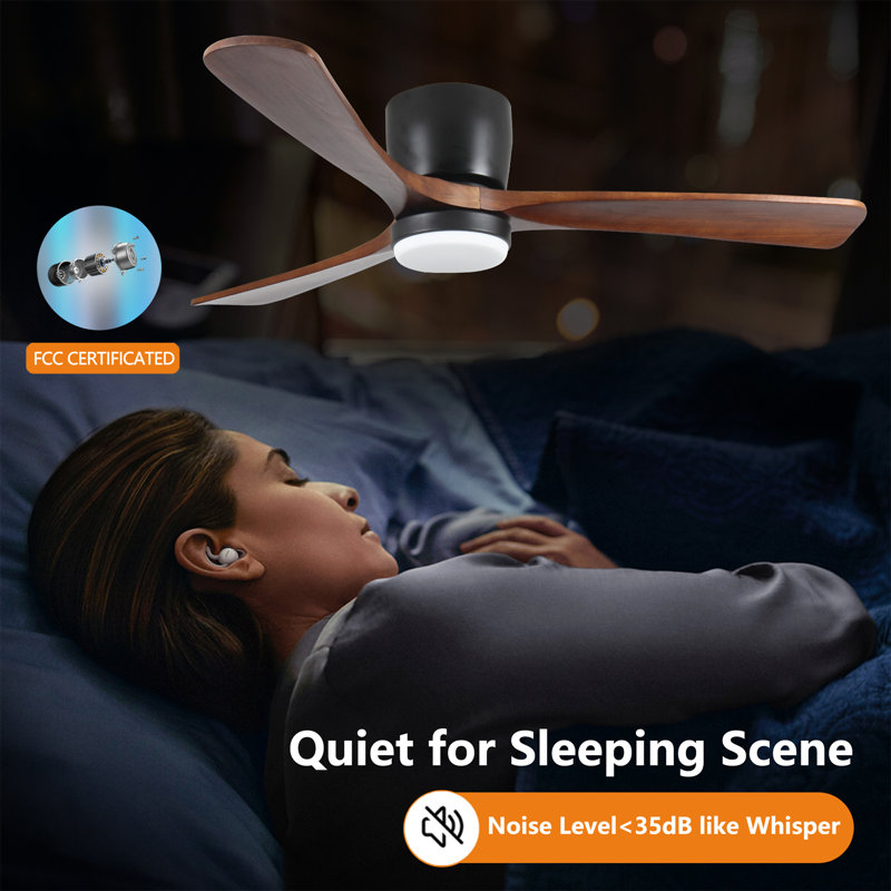 Ventilateurs de plafond en bois noir de 42 pouces avec lumières et télécommande, 42 de large