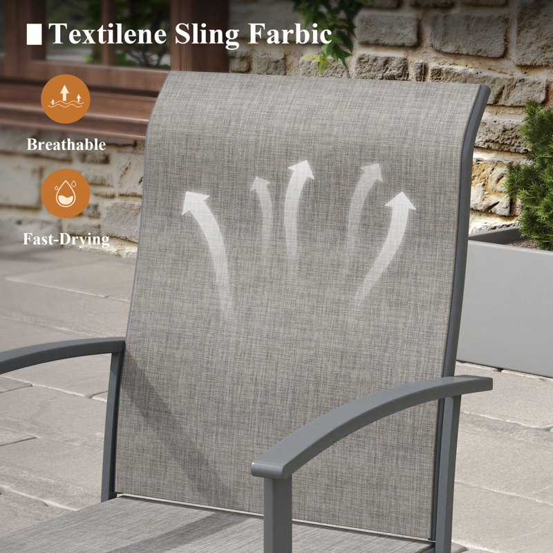 8-Person Outdoor Patio Dining Set With Swivel Chairs, Gray