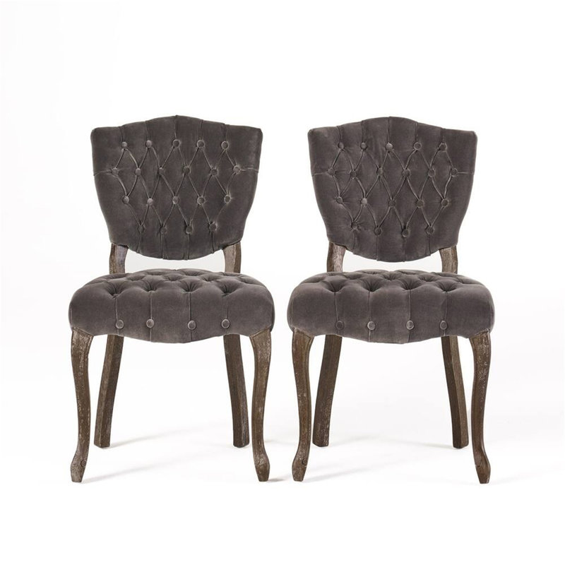Chaise capitonnée KD (ensemble de 2), Gris anthracite