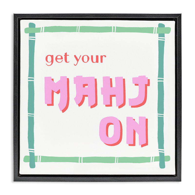 «Get Your Mahj On Floating Frame», conception de Krissy Mast, Cadre flottant noir de jais, H 18 po x l 18 po