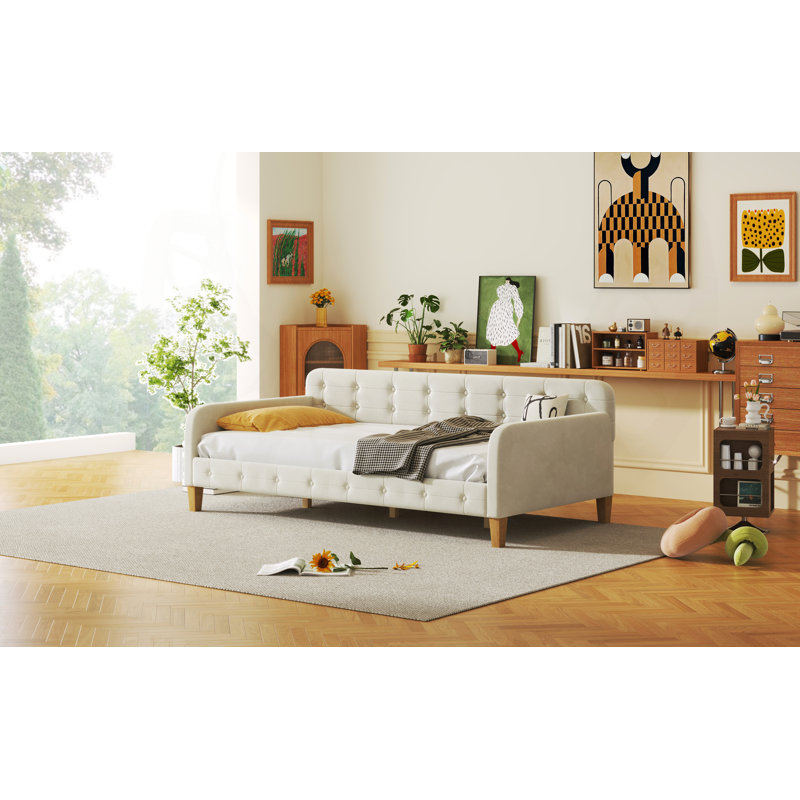 Jeroma Upholstered Daybed, Twin, Rubine