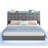 Floating Bed Frame with LED Lights, Charging Station, Tufted Storage Headboard, No Box Spring Needed-1130686581-1130686576