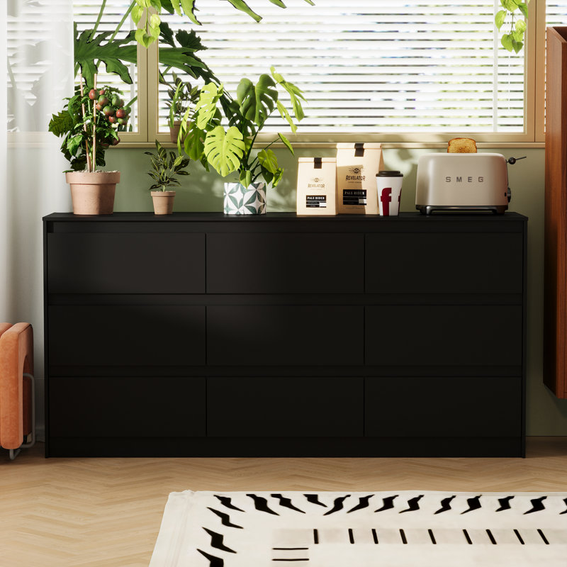 9-Drawer Storage Cabinet With Modern Design, Black