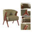Chaise d'appoint rembourrée vert olive avec structure en bois, style Mid-Century