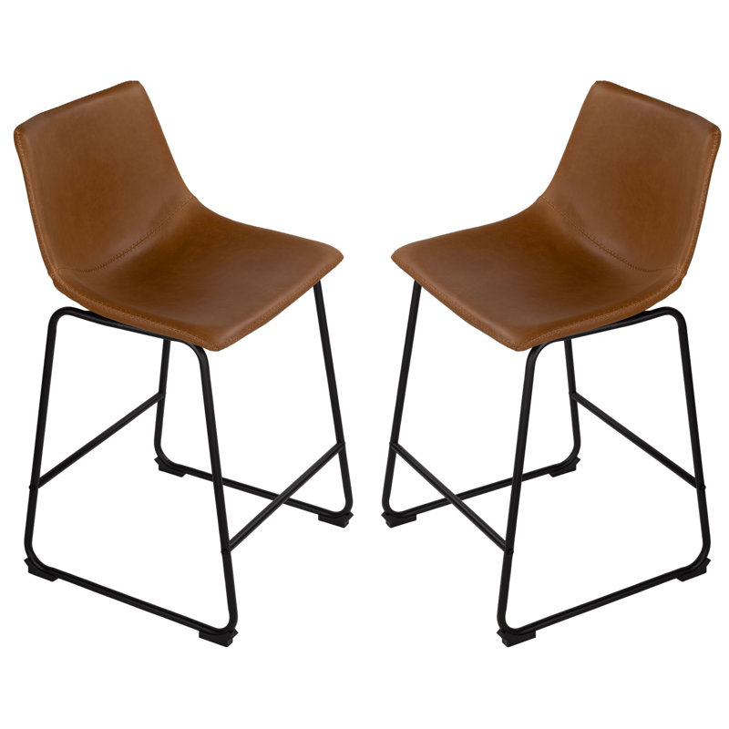 Tabouret de comptoir Dorielle, Tabouret de comptoir (siège d'une hauteur de 24 p, Brun selle