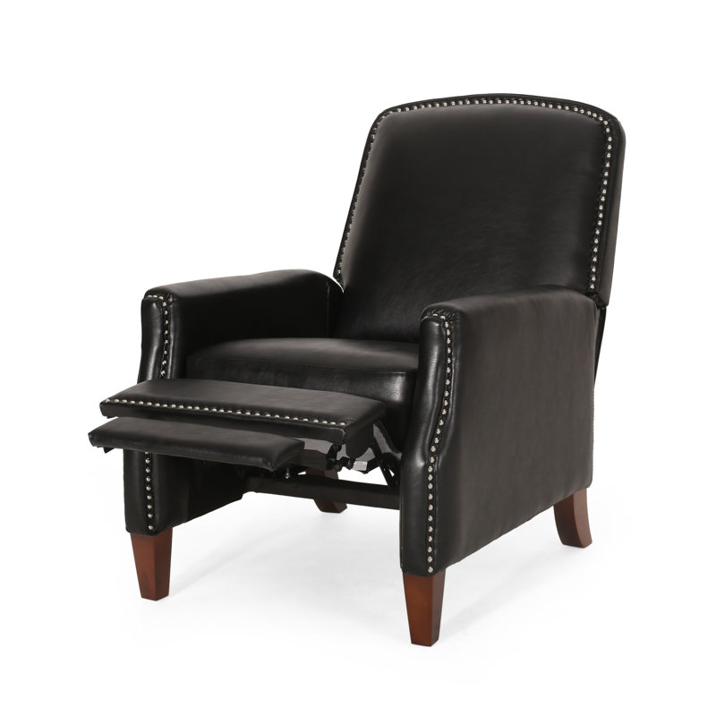 Fauteuil inclinable en cuir PU avec rivets, fauteuil inclinable confortable pour le salon, Noir
